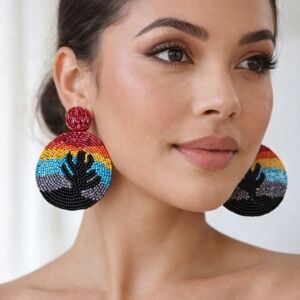 Kay Lee Circle Scenic Earrings New